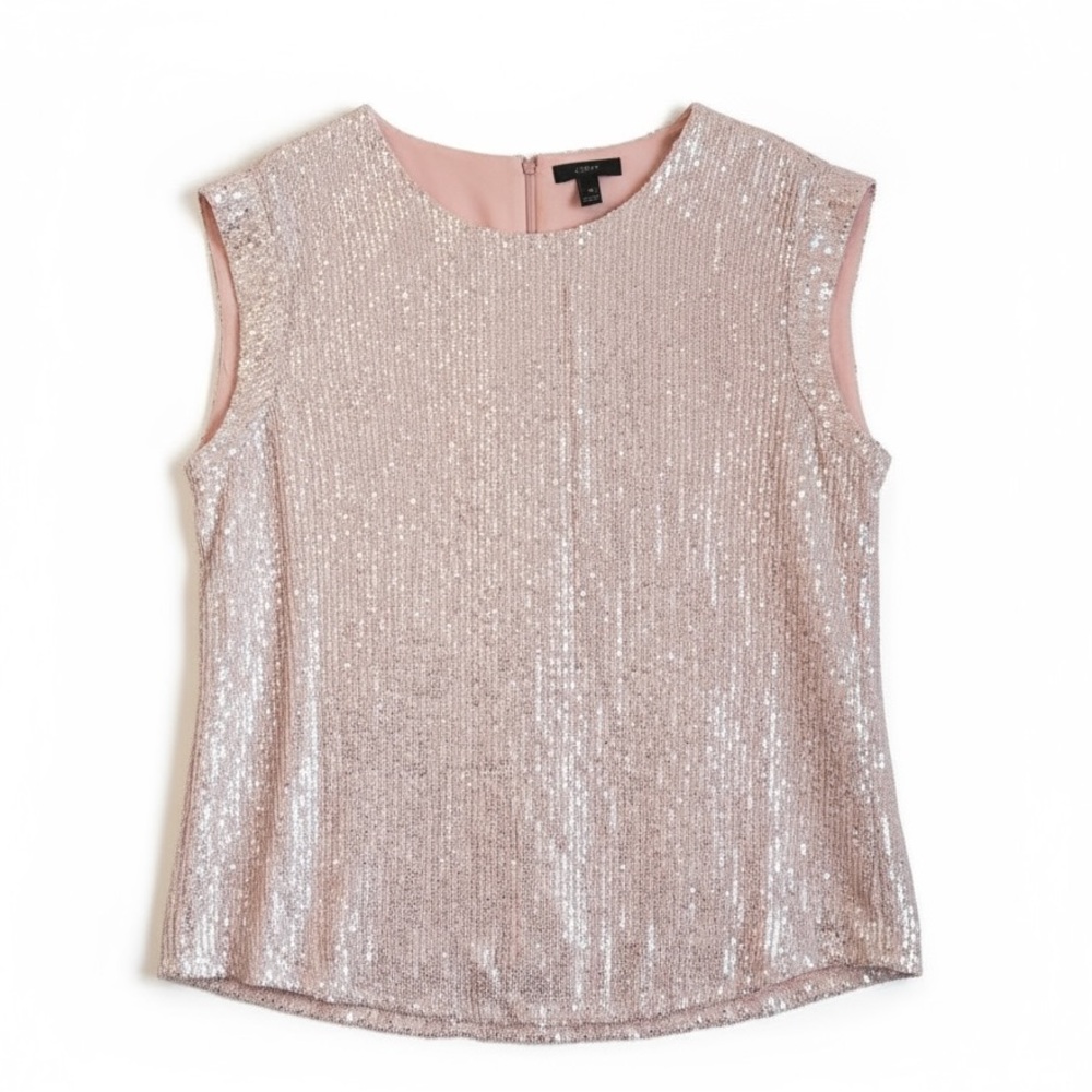 NWOT J CREW Blush Champagne Sequin Cap Sleeve Blouse - Picture 7 of 7